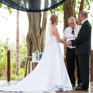 Alfred Angelo Wedding Gown with beaded waist, pockets and bow on back